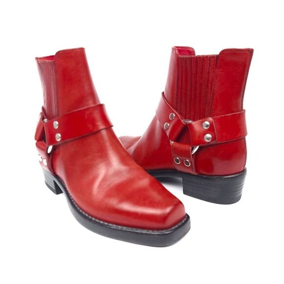 RE/DONE Short Cavalry Harness Boots Western 90s Grunge Cherry Red 36 Horse Girl - Picture 5 of 12